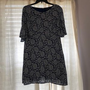 Short Blue Paisley Print Shift dress